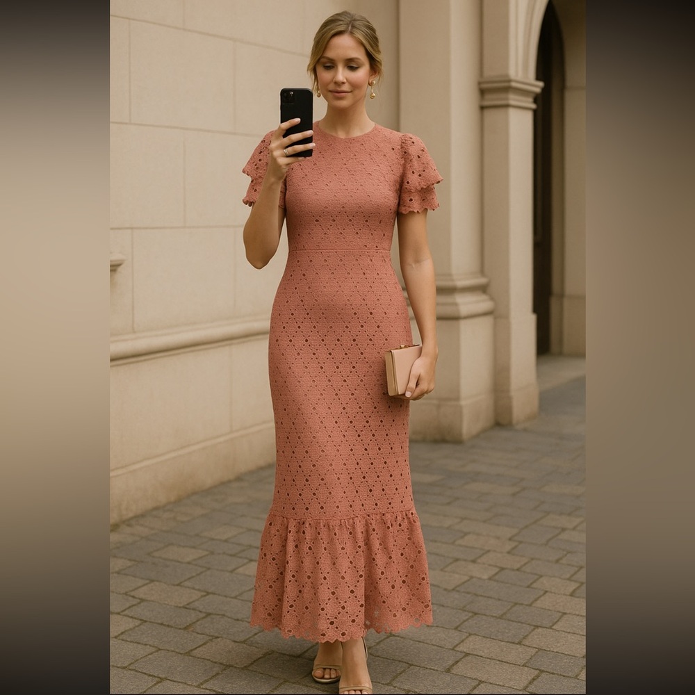 JessaKae Pink Lace Maxi Dress